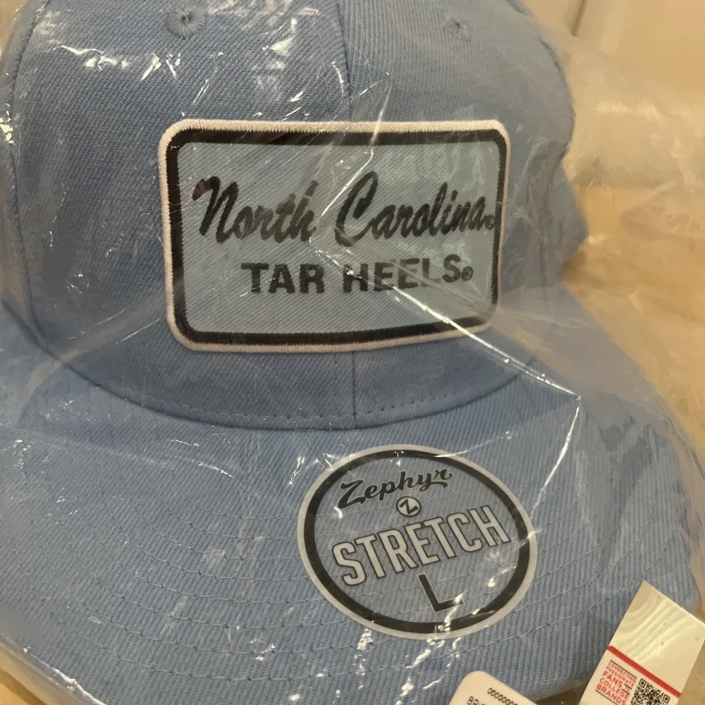 Zephyr North Carolina Tar Heels Script Flat Hat Cap Stretch Flex Large - Blue - Picture 3 of 5
